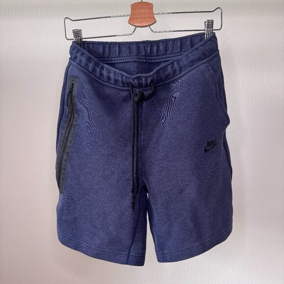 Nike Tech Fleece Shorts Men’s Small Navy Blue FB8171-473 Zip Pocket - Picture 2 of 13